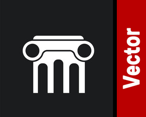 White Law pillar icon isolated on black background. Vector.