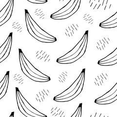 Fototapeta na wymiar Doodle banana seamless pattern. hand drawn background. Vector illustration