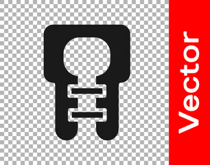 Black Life jacket icon isolated on transparent background. Life vest icon. Extreme sport. Sport equipment. Vector.
