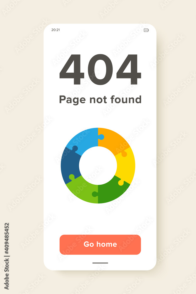 Poster multicolored vector icon of abstract circle shape with six puzzle elements