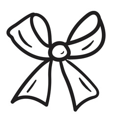 Vector cartoon doodle bow. Simple icon