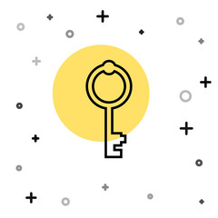 Black line Old key icon isolated on white background. Random dynamic shapes. Vector.