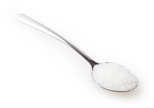 Teaspoon Of Sugar Isolated On White Background With Clipping Path