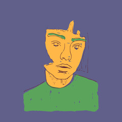 Portrait of a young woman. Vector flat illustration.