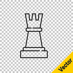 Black line Chess icon isolated on transparent background. Business strategy. Game, management, finance. Vector.