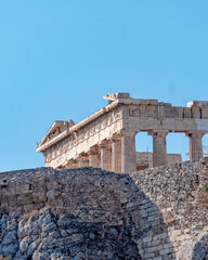 Athens Greece, Parthenon ancient temple on Acropolis hill, view from the north