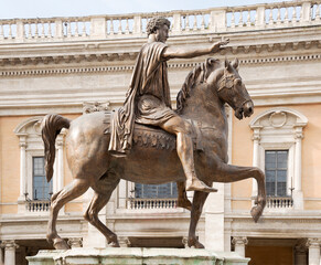 Equestrian statue of Marcus Aurelius on the Capitol Square. Rome