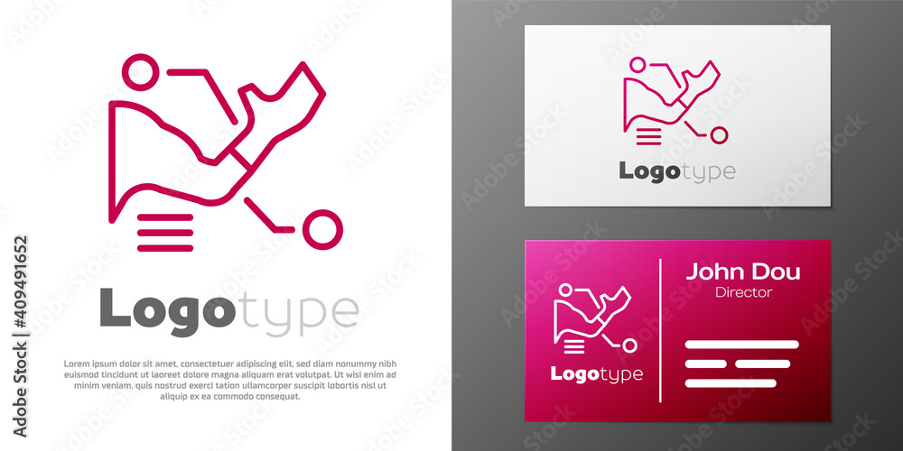 Poster logotype line prosthesis hand icon isolated on white background. futuristic concept of bionic arm, r
