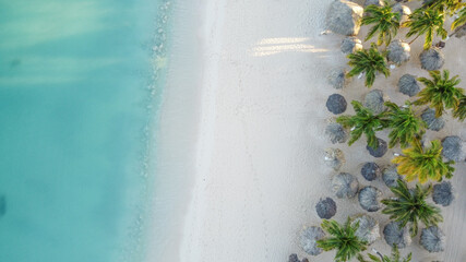 View on the beach of drone on Aruba Island