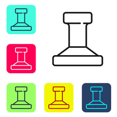 Black line Stamp icon isolated on white background. Set icons in color square buttons. Vector.