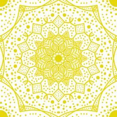 A beautiful yellow color mandala on a white background.