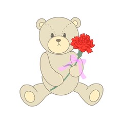 カーネーションを持ったくま