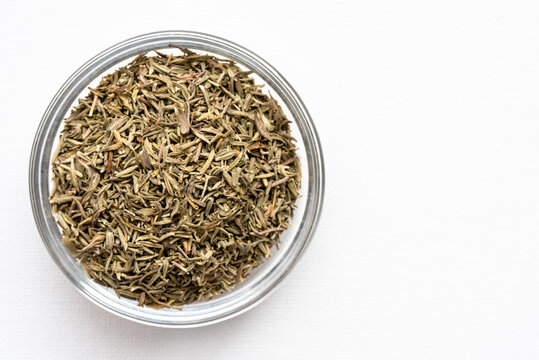 Dried Thyme Herb in a Bowl