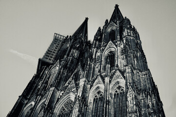 Kölner Dom im schwarz weißen Licht
