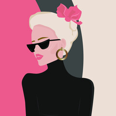 fashion illustration portrait of blonde girl