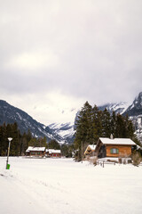 Snowy mountain village
