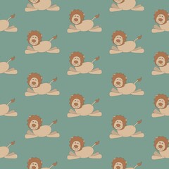 Seamless pattern cute cartoon lion
