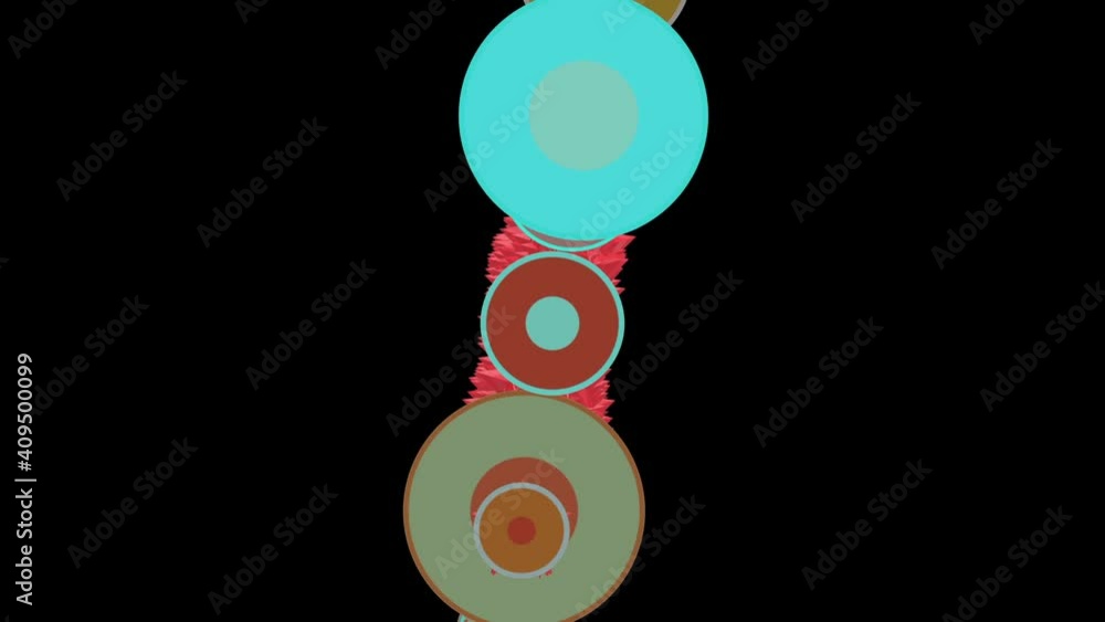Poster isolated black background. abstract background of movement of balls on red stars of the vertical str