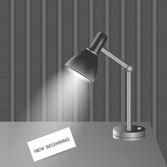  Office lamp on the desk isolated on gray background with vertically strips