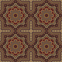 Retro victorian majolica tile seamless rapport. Geometric texture vector elements. Wrap print design. Stylish spanish mayolica tilework infinite pattern. Line art graphic background.