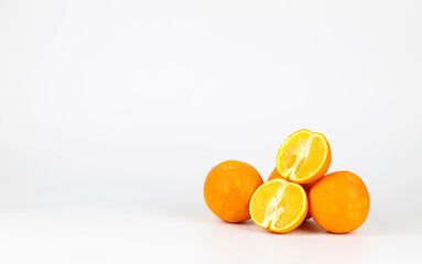 sliced orange isolated white background.