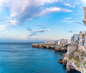 Overlooking the cliffs of Polignano a Mare in Puglia, Italy