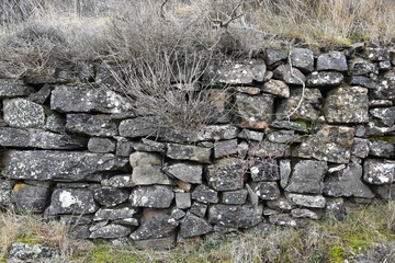 Dry stone wall in good condition. Stone terrace, heritage of the rural world.