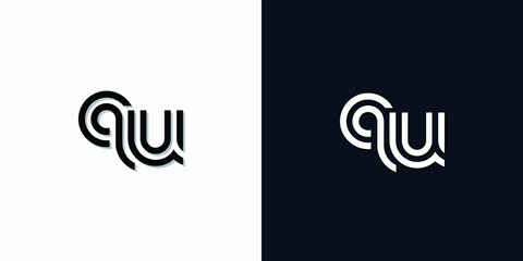 Modern Abstract Initial letter QU logo. This icon incorporates two abstract typefaces in a creative way. It will be suitable for which company or brand name starts those initial.