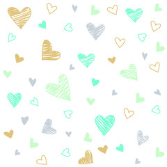 hand drawn colorful hearts background