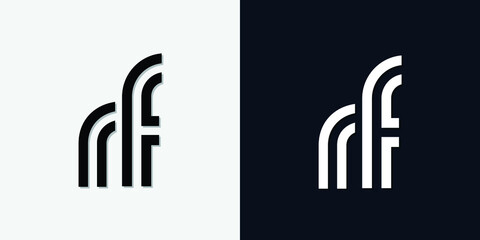 Modern Abstract Initial letter RF logo. This icon incorporates two abstract typefaces in a creative way. It will be suitable for which company or brand name starts those initial.