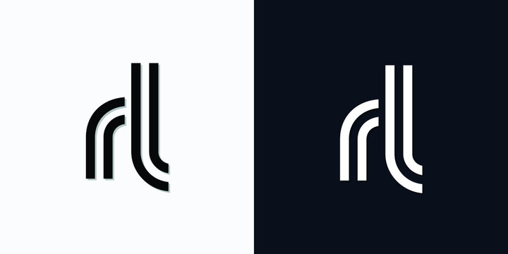 Modern Abstract Initial letter RL logo. This icon incorporates two abstract typefaces in a creative way. It will be suitable for which company or brand name starts those initial.