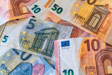 Euro coins and banknotes