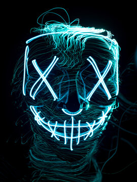 neon mask, Halloween mask, abstractAMERA