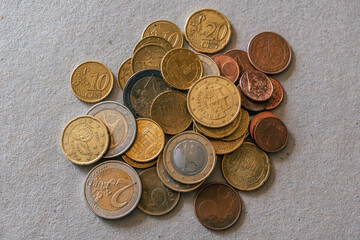 Euro coins and banknotes