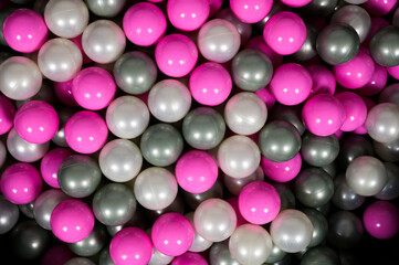 Top view of colorful dry pool balls one on another