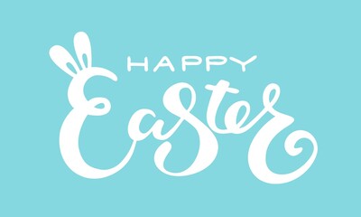 Cute Happy Easter lettering quote with bunny ears