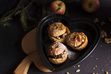 Stuffed baked apples with raisin, walnuts  and honey.