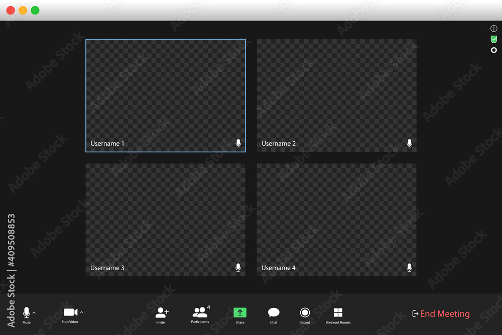 Poster video conferencing user interface. video call screen interface template. application for social comm