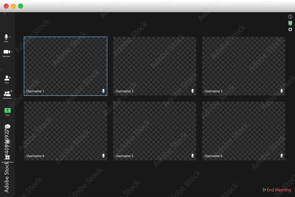 Poster video conferencing user interface. video call screen interface template. application for social comm