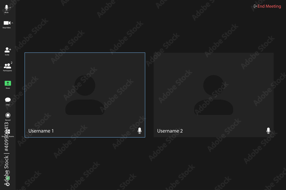 Poster video conferencing user interface. video call screen interface template. application for social comm