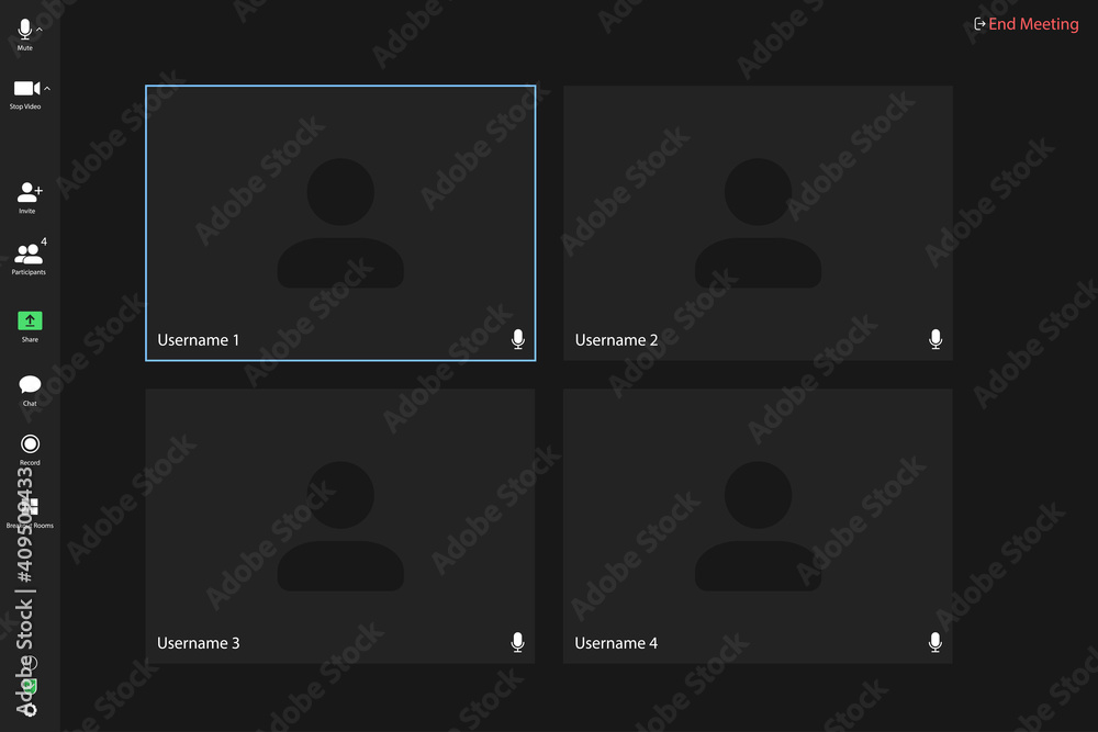Poster video conferencing user interface. video call screen interface template. application for social comm