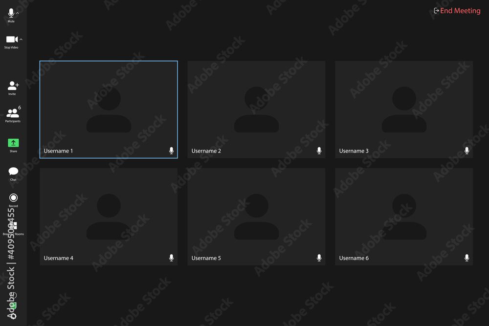 Poster video conferencing user interface. video call screen interface template. application for social comm