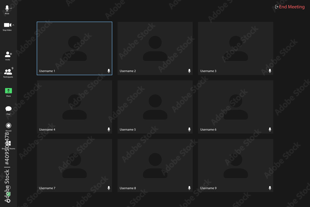 Poster video conferencing user interface. video call screen interface template. application for social comm