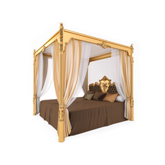 Baroque Bed with Canopy 3d Illustration © mastclick