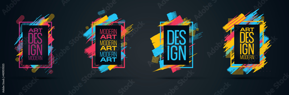 Poster dynamic frame stylish geometric vector frame for text modern art graphics for hipsters . black backg