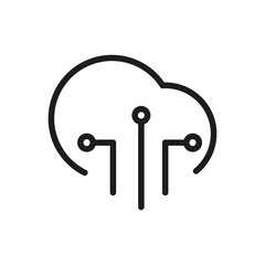 Cloud Service And Network Related Line Icon. Database And Online Storage Vector Illustration