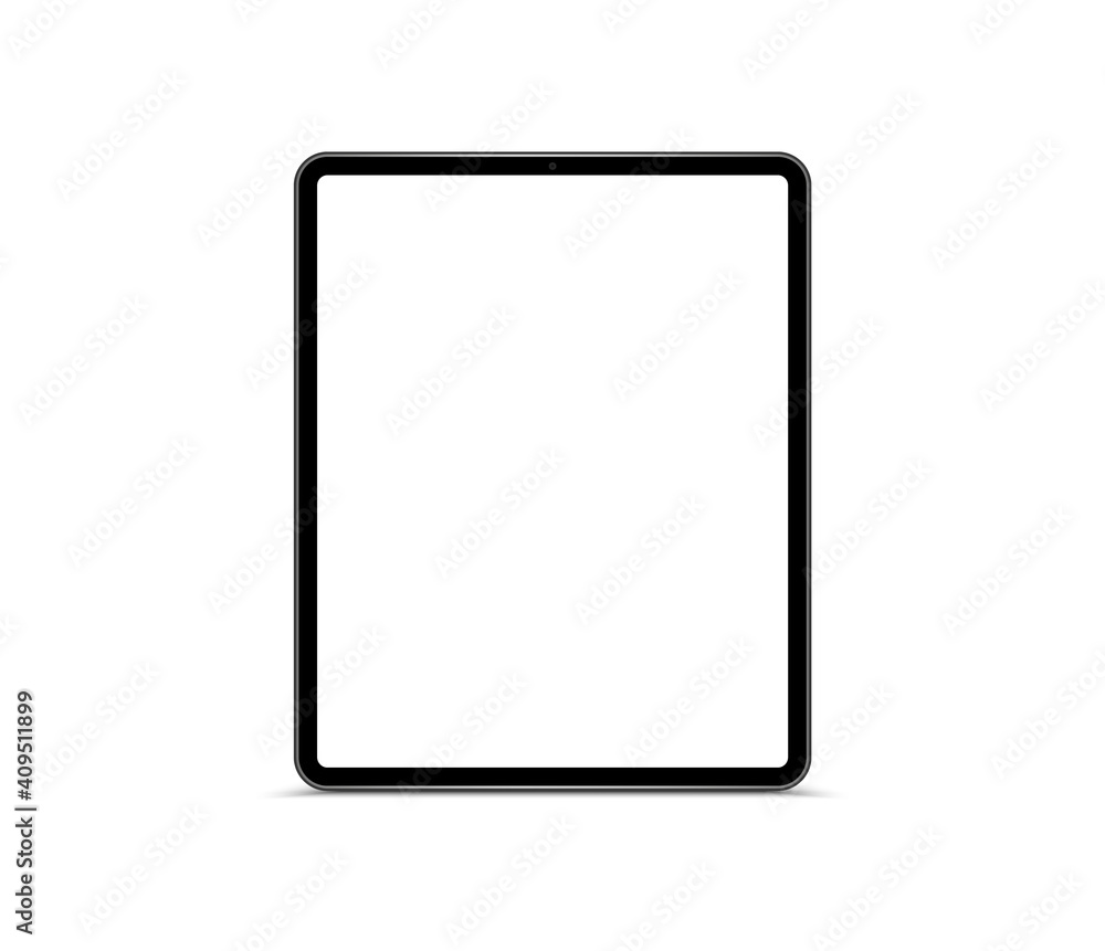 Poster realistic modern tablet with blank screen. mockup black tablet computer. device to display your mobi
