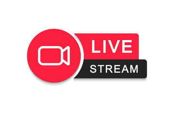 Live stream logo. Live streaming icon. Live broadcasting button. Online stream symbol. Social media. Vector illustration.