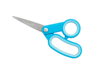 Blue scissors isolated on white