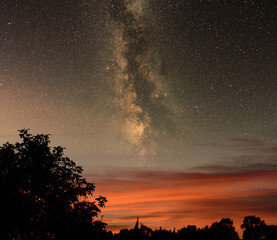 sunset milky way and trees